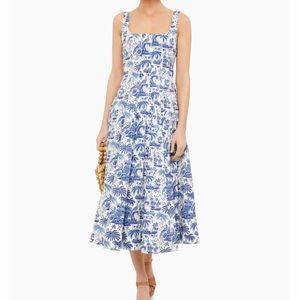 STAUD Blue Toile Wells Dress